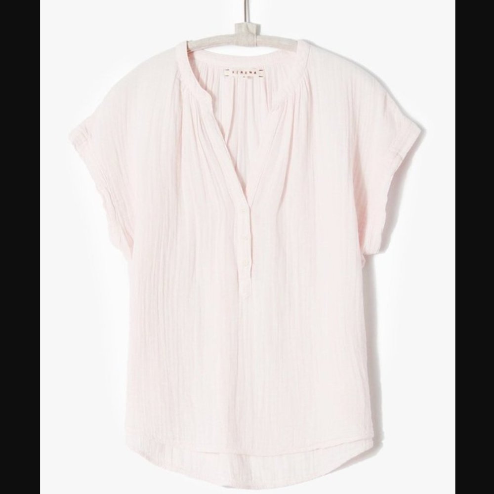 XiRENA Pale Pink Short Sleeve Gauze Blouse